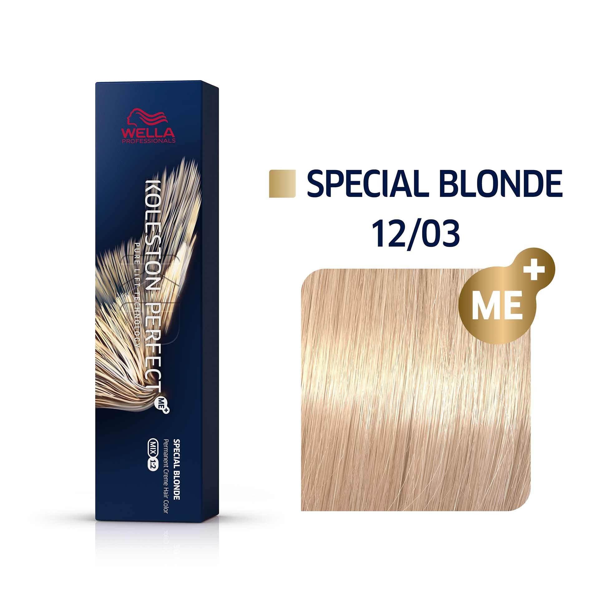 Vopsea permanenta Wella Professionals Koleston Perfect 12/03, Blond Special Natural Auriu, 60ml