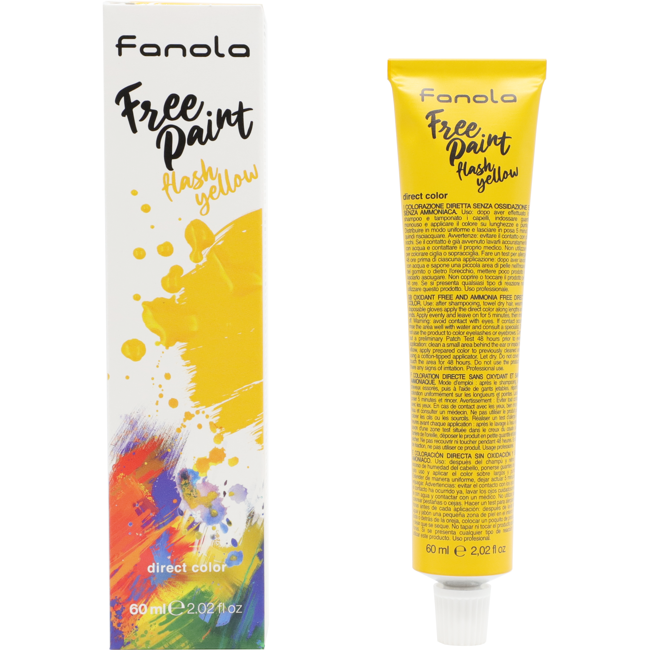 Vopsea semipermanenta Fanola Free Paint Flash Yellow, 60ml