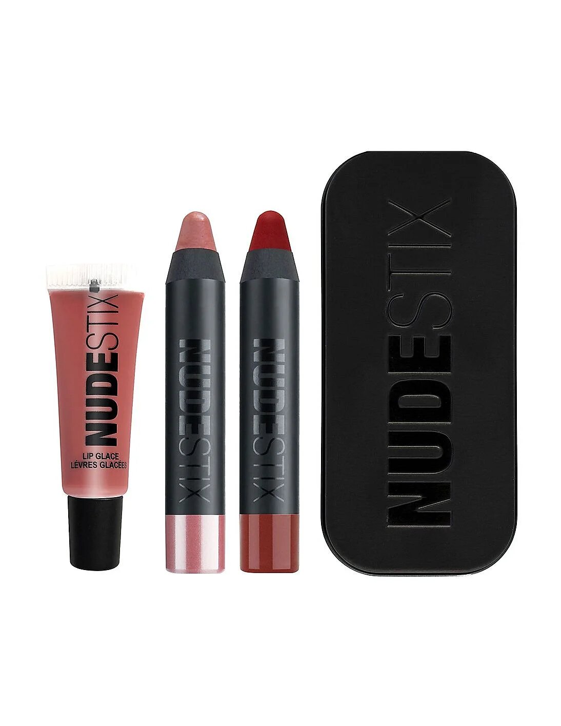 Nudestix Set : Nude + Red Hot Lips Mini Kit Royal, Posh, Nude 04 2 Ml + 2.5 Ml