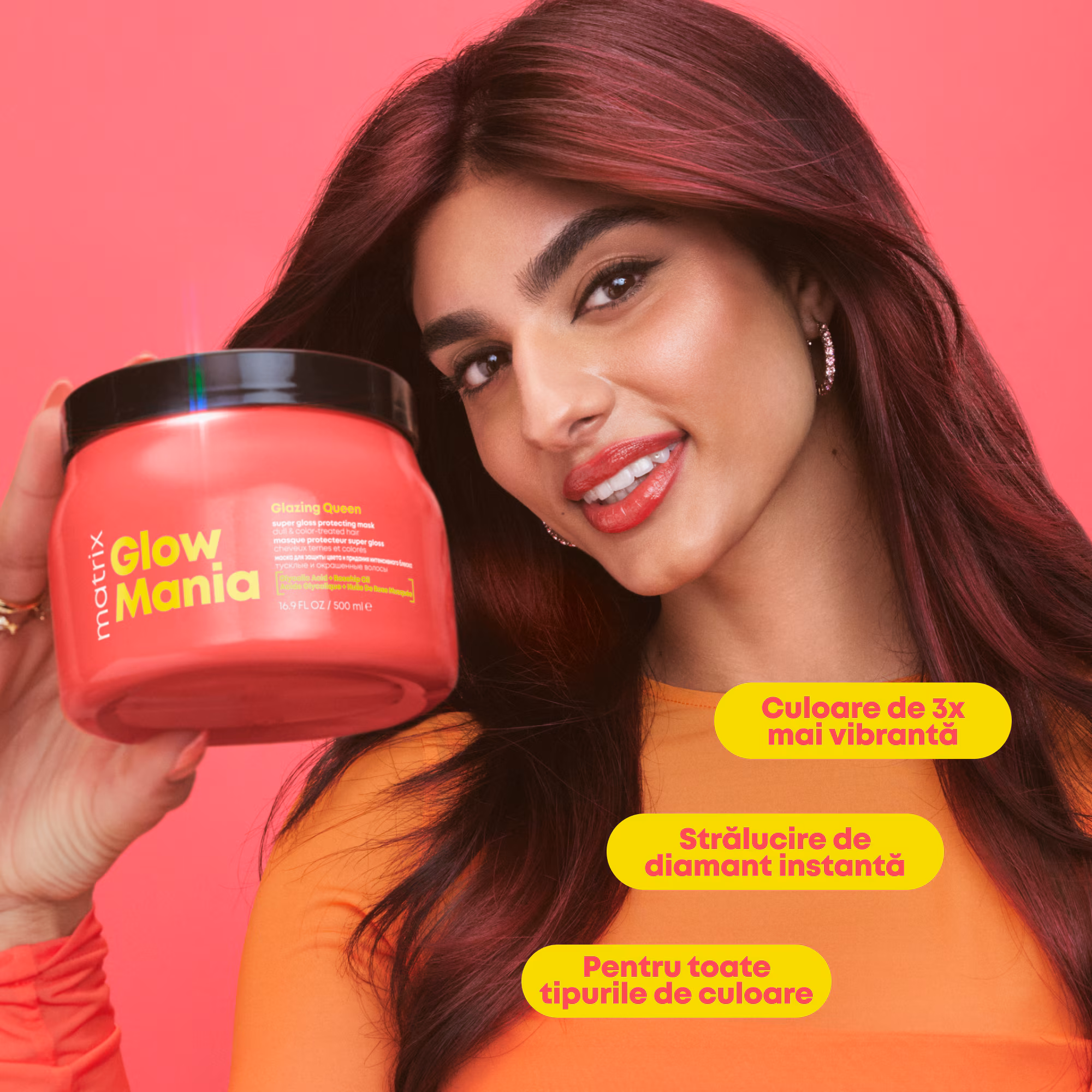 Matrix Glow Mania Glazing Queen Super Gloss Protecting Mask 500 ml - imagine 2