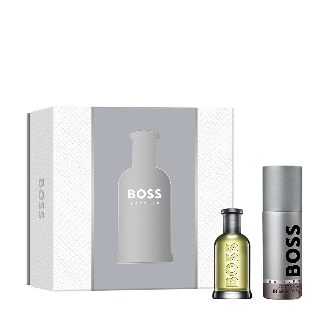 Set Hugo Boss: Boss Bottled, Apa de parfum, Pentru Barbati, 50 ml + Boss Bottled, Deodorant Spray, Pentru Barbati, 150 ml