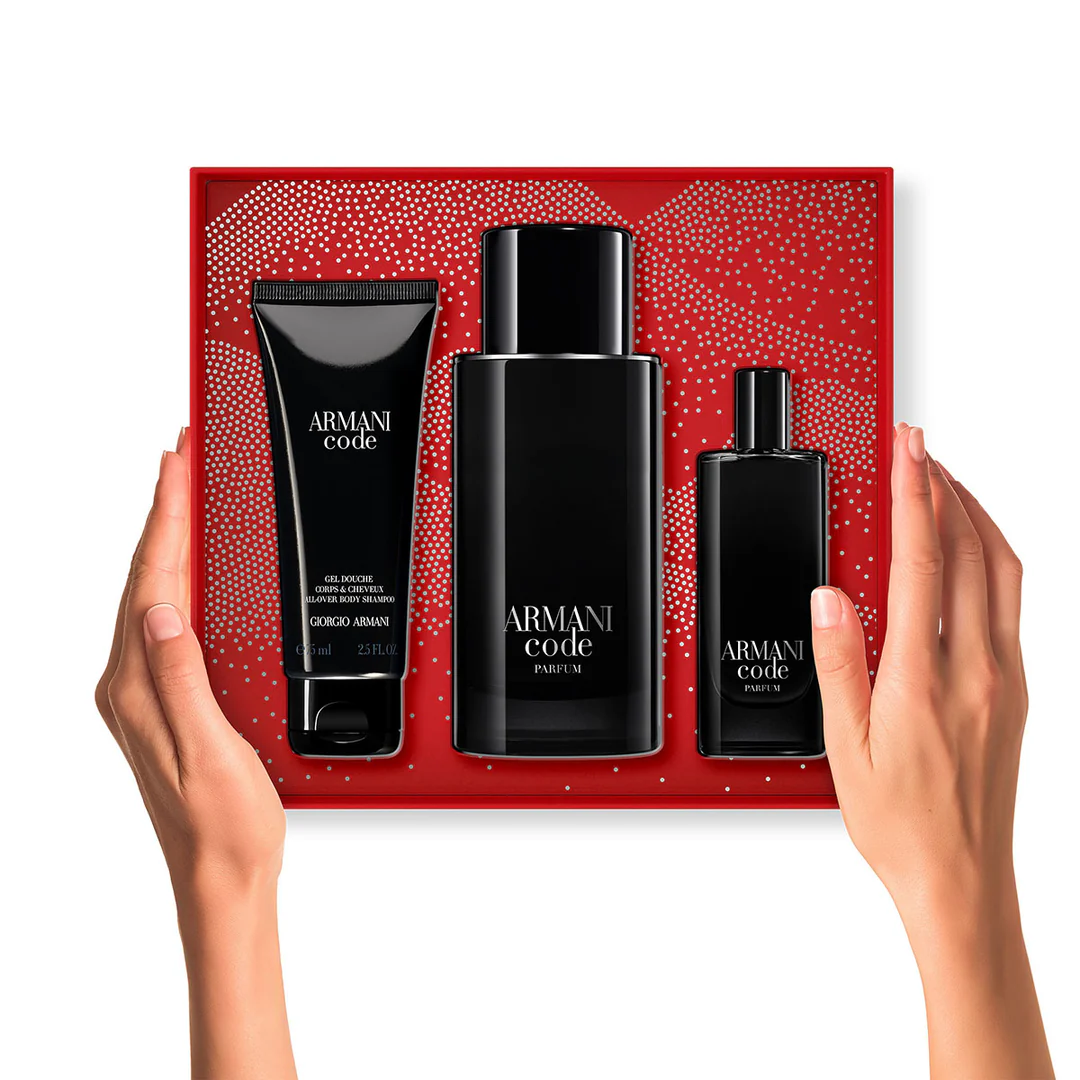 Giorgio Armani Code Homme Parfum Refillable 125 ml + Parfum MINI 15 ml + SG 75 ml (Barbati) - imagine 2