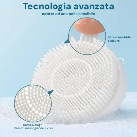 spazzola_pulivia_viso_bellissima_imetec_pelle_sensibile_bump_design_tecnologia_avanzata_setole_morbide_sicure