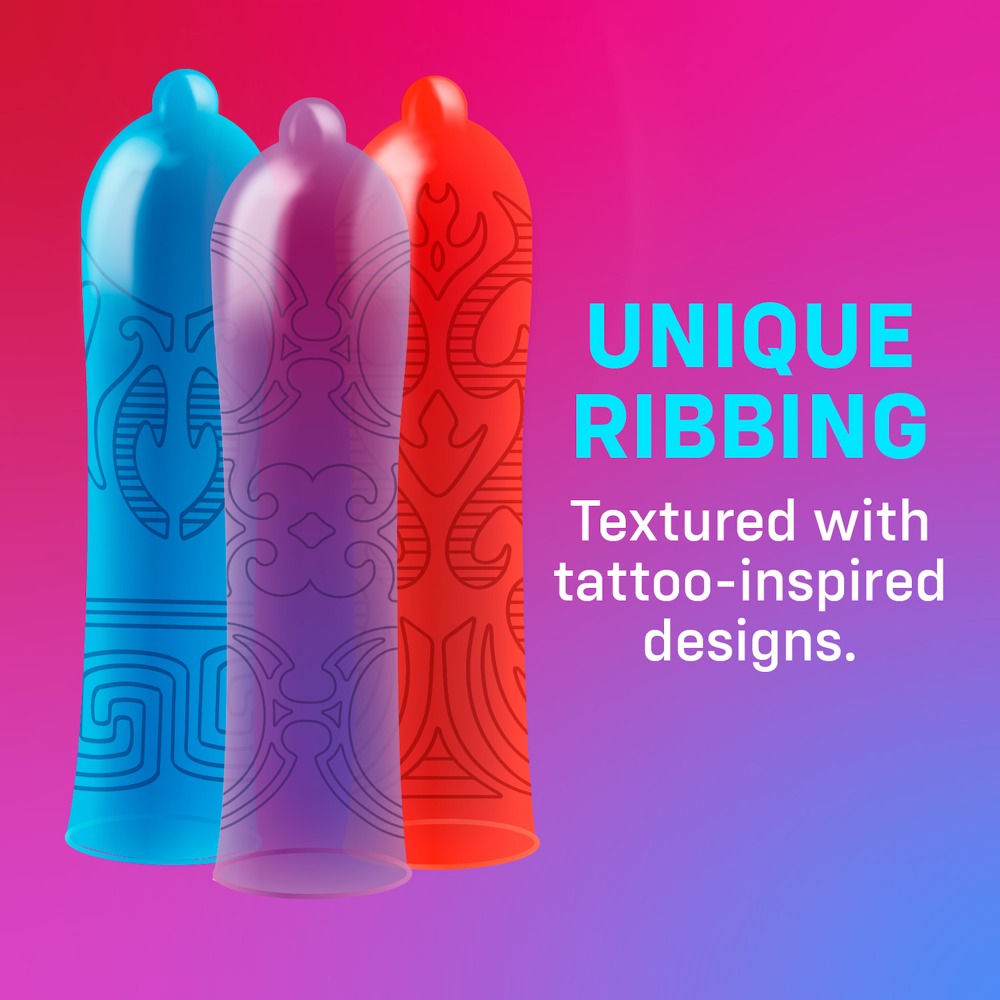ONE Tattoo Touch x12 Prezervative Texturate 53 mm - imagine 2