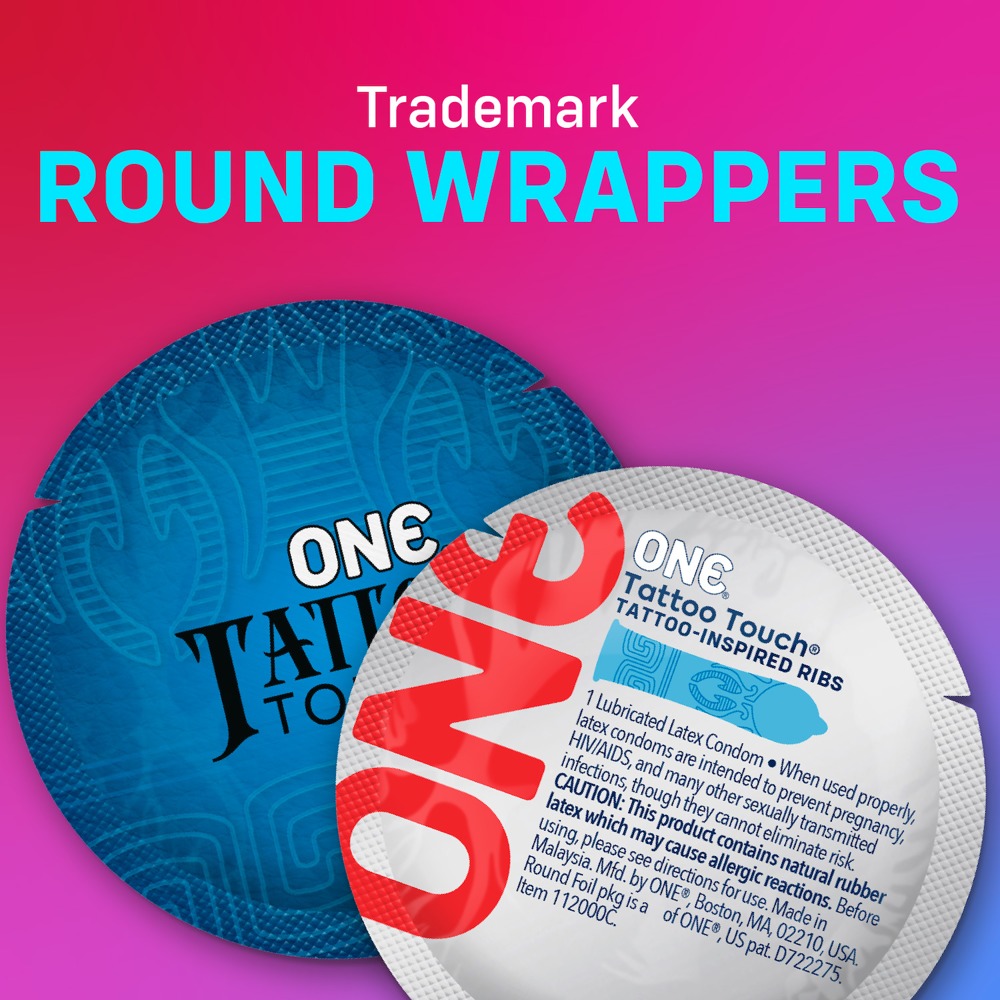 ONE Tattoo Touch x12 Prezervative Texturate 53 mm - imagine 3