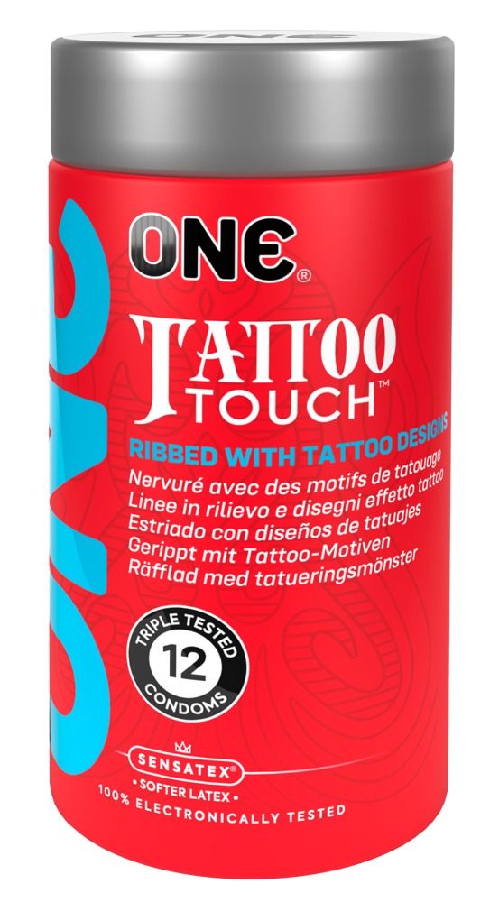 ONE Tattoo Touch x12 Prezervative Texturate 53 mm - imagine 7