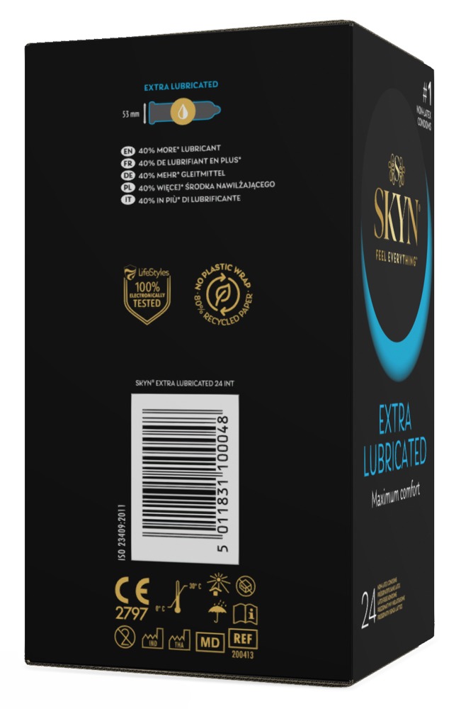SKYN Extra Lubricated x24 Prezervative Fără Latex cu 40% Mai Mult Lubrifiant - imagine 2