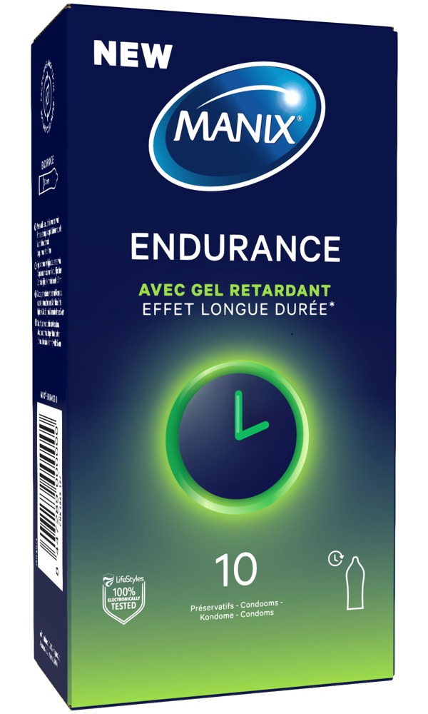 Manix Endurance Prezervative cu Gel Întârziator 53 mm 10 buc