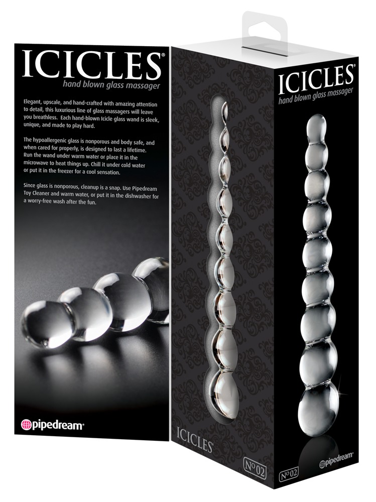 Icicles No. 2 Dildo din Sticlă Transparentă cu 9 Bile - imagine 6