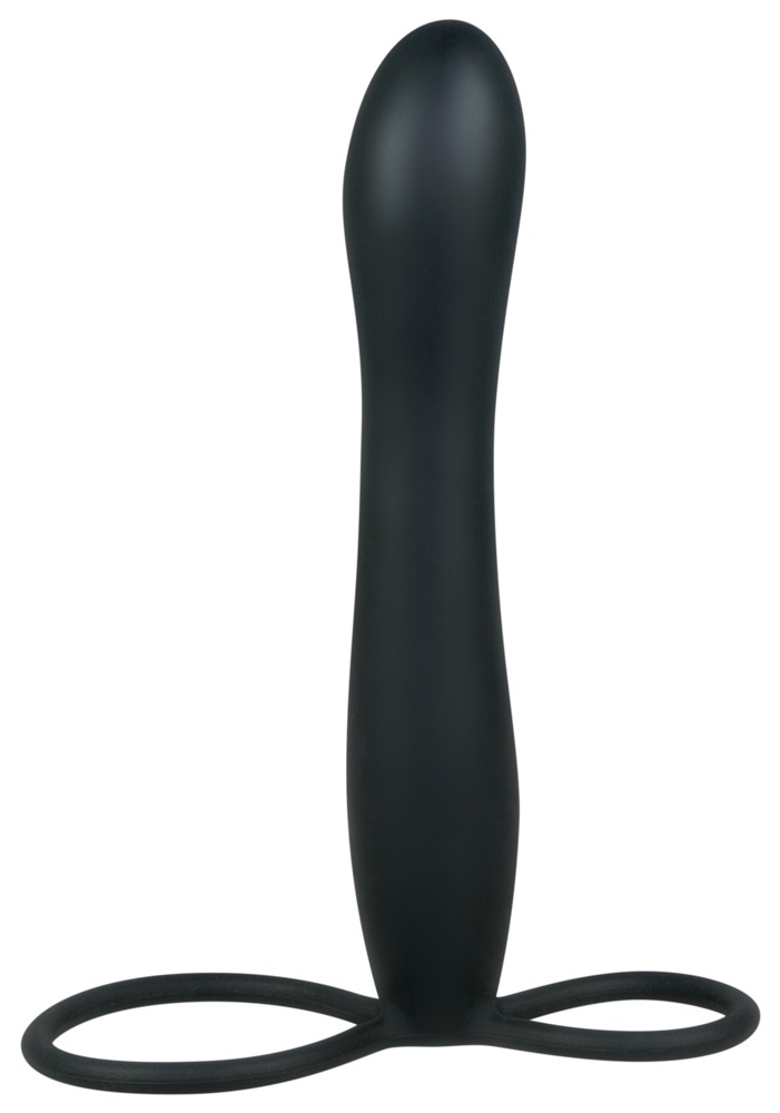 Anal Special Silicon Negru Dildo Anal cu 2 Inele pentru Penis și Testicule - imagine 2