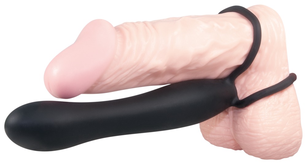 Anal Special Silicon Negru Dildo Anal cu 2 Inele pentru Penis și Testicule - imagine 4