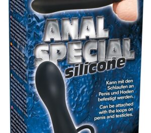Anal Special Silicon Negru Dildo Anal cu 2 Inele pentru Penis și Testicule