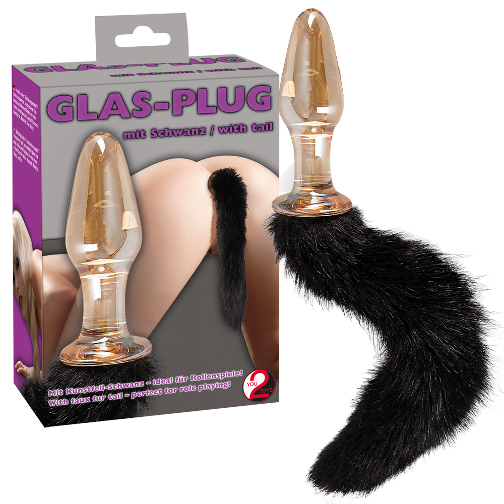 Sticlă Dop cu Tail Dop Anal din Sticlă cu Coada din Blană Sintetică - imagine 6