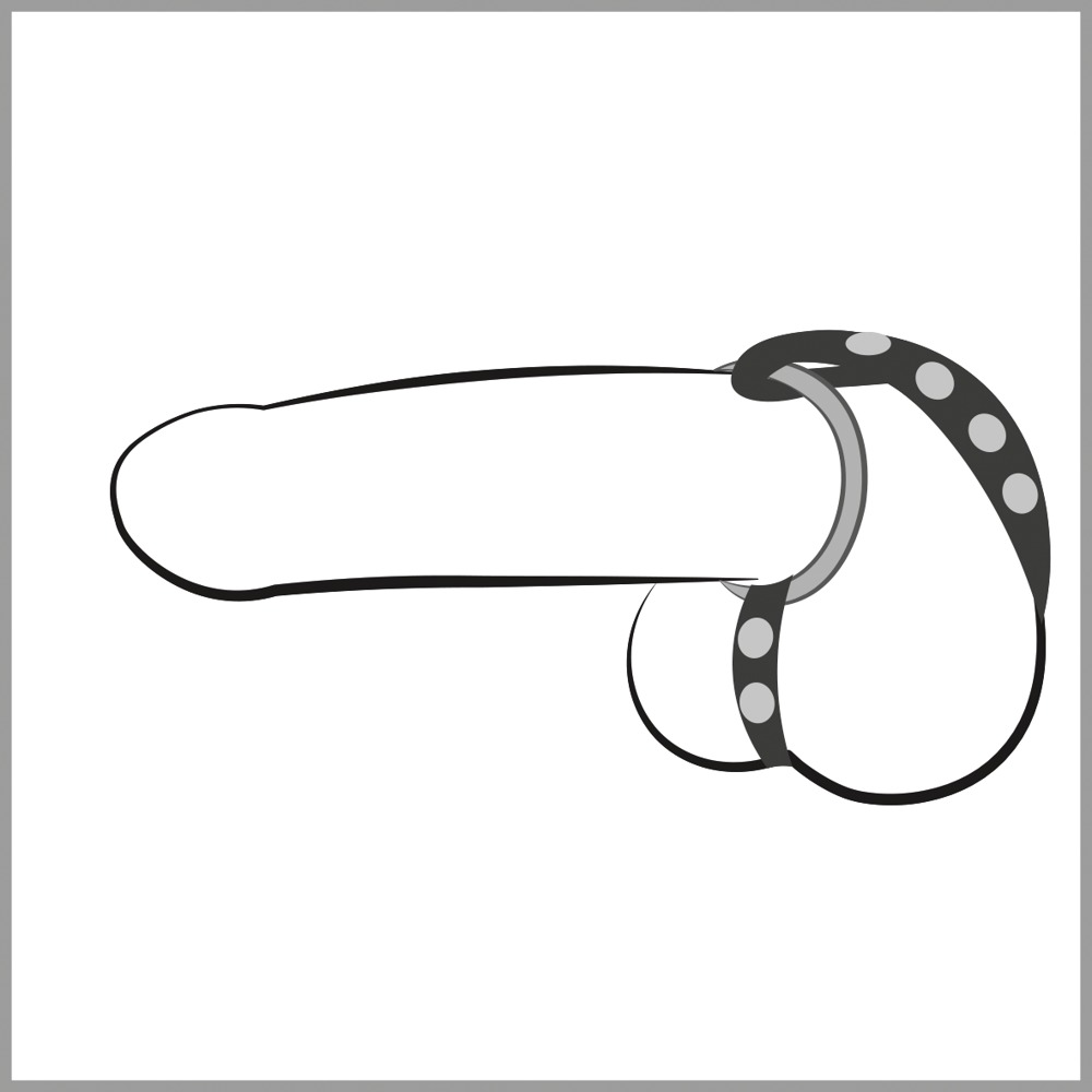 Piele Curea pentru Penis și Testicule cu 3 Inele Metalice - imagine 6