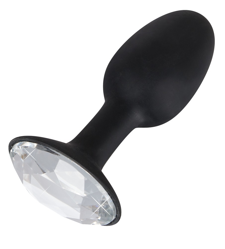 Dop Anal Diamond S Negru cu Bijuterie Transparentă - imagine 2