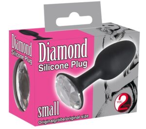 Dop Anal Diamond S Negru cu Bijuterie Transparentă