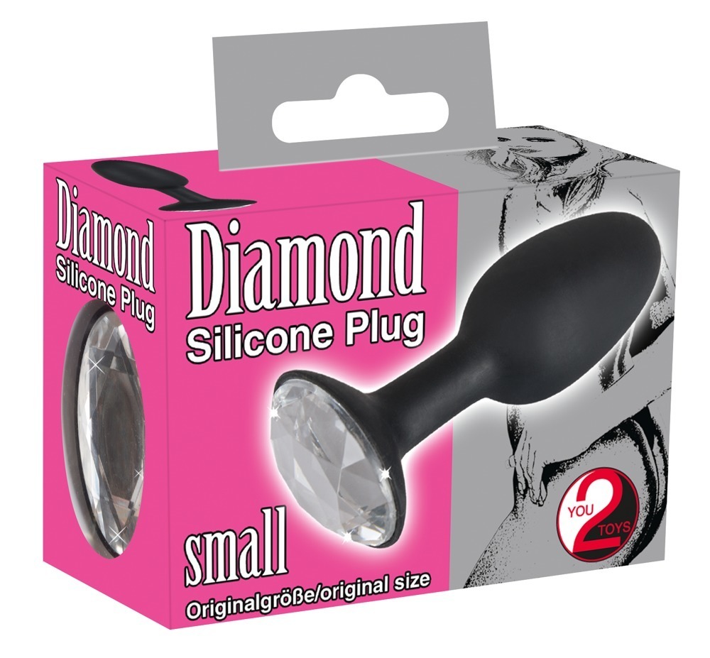 Dop Anal Diamond S Negru cu Bijuterie Transparentă