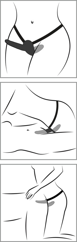 Dublu Curea On Negru Silicon Strap-On cu 2 Dildo-uri - imagine 8