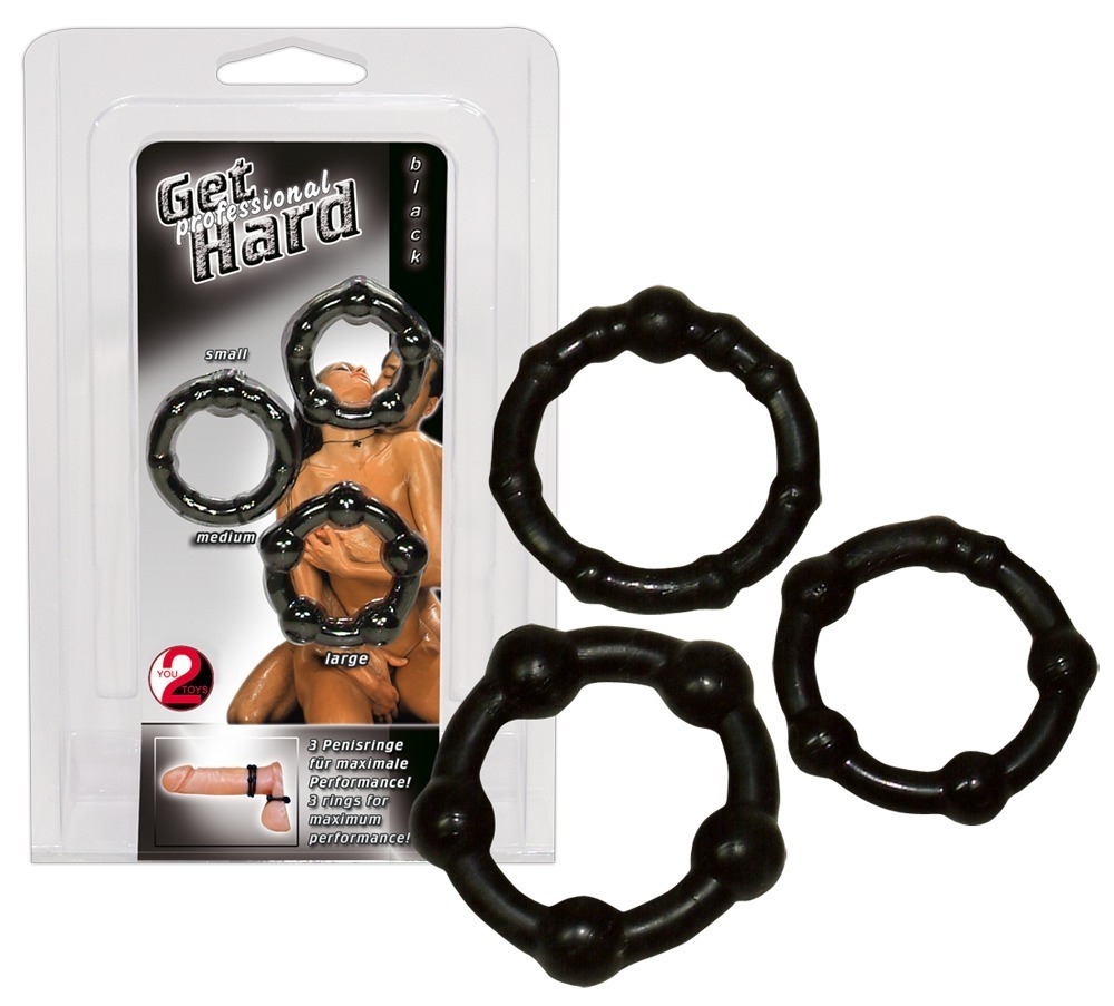 Cock Rings Set Get Dur 3 Inele pentru Penis cu Butoni de Stimulare - imagine 4
