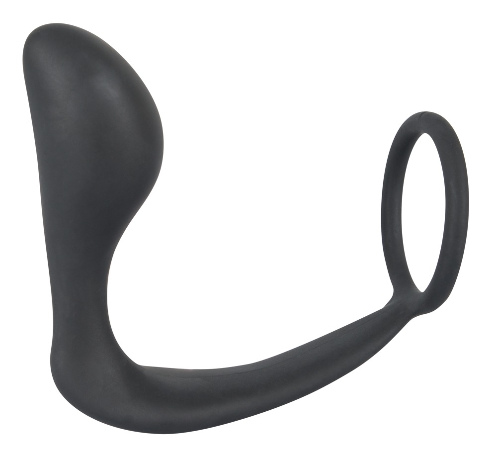 Velvets Inel & Dop Negru 2 în 1 pentru Penis și Prostată - imagine 4