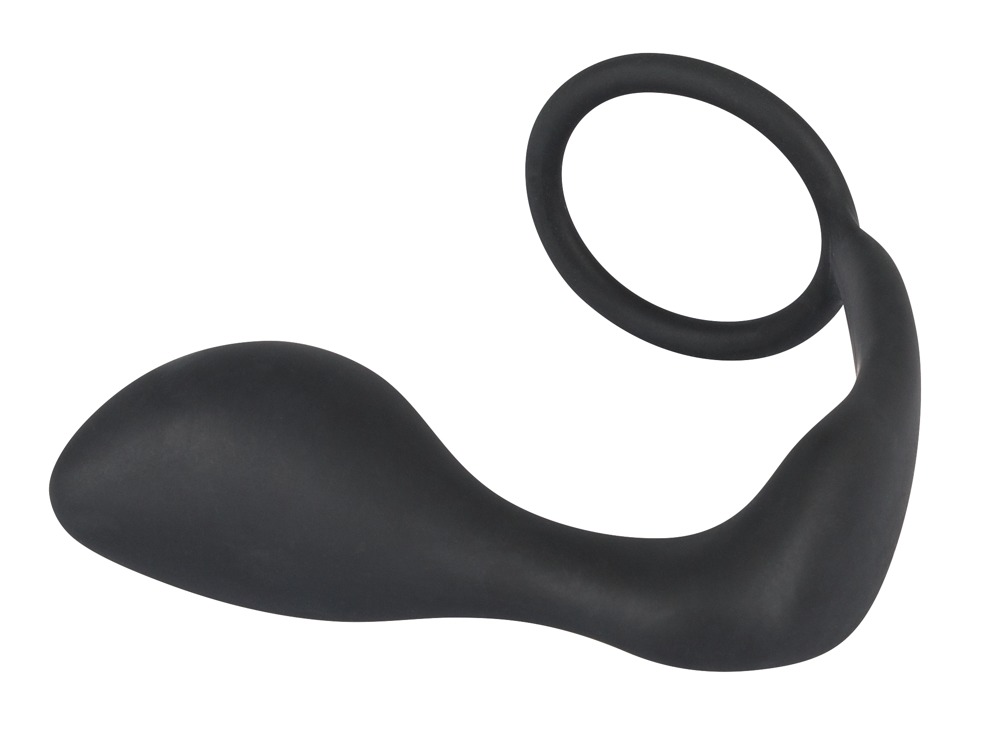 Velvets Inel & Dop Negru 2 în 1 pentru Penis și Prostată - imagine 6