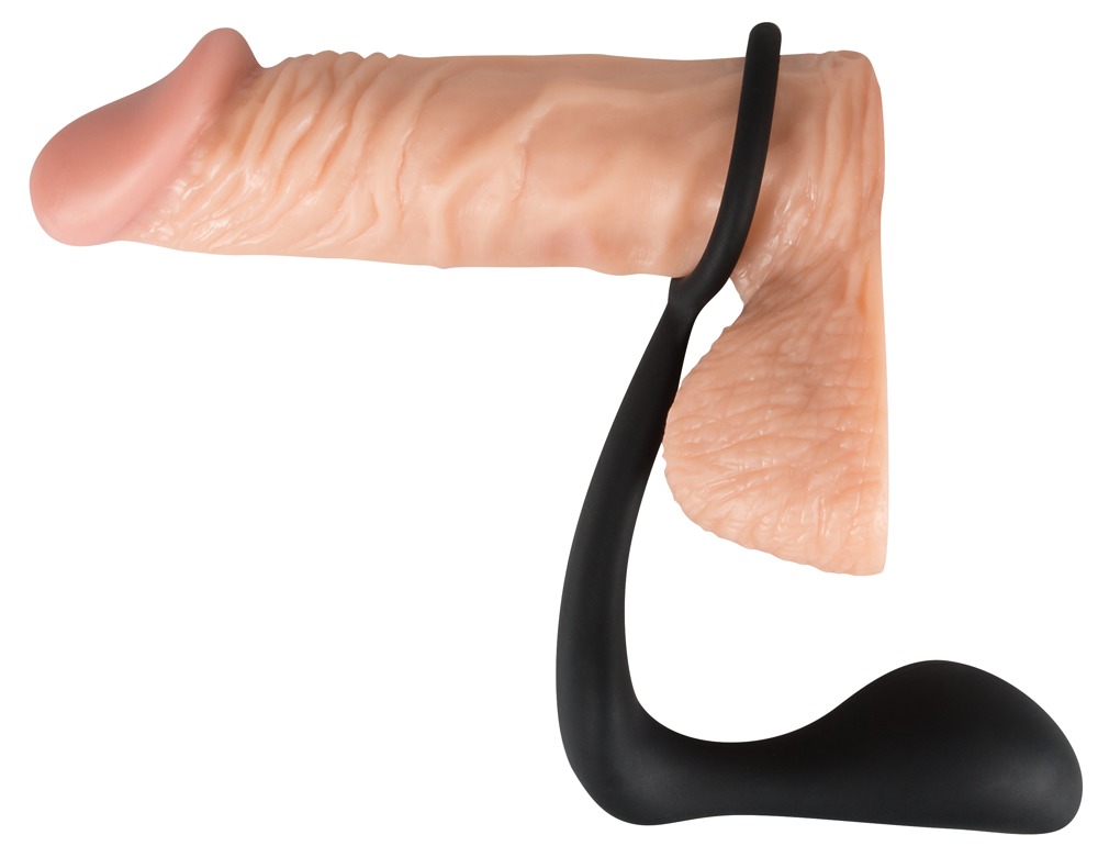 Velvets Inel & Dop Negru 2 în 1 pentru Penis și Prostată - imagine 8
