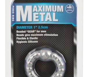 Maximum Metal Inel pentru Penis Transparent cu Bile de Masaj