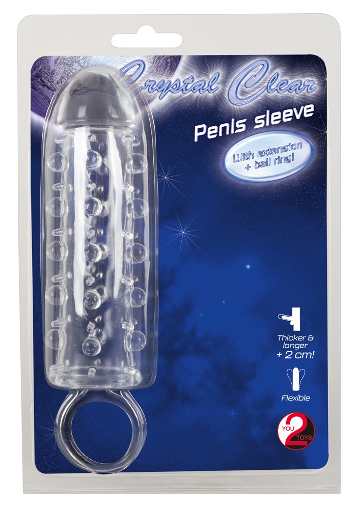 Crystal Clear Manșon Transparent pentru Penis cu Extensie de 2 cm și Inel
