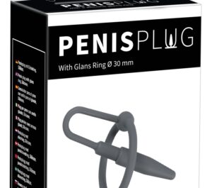 Penis Plug cu Inel pentru Gland Gri din Silicon pentru Stimulare Uretrală