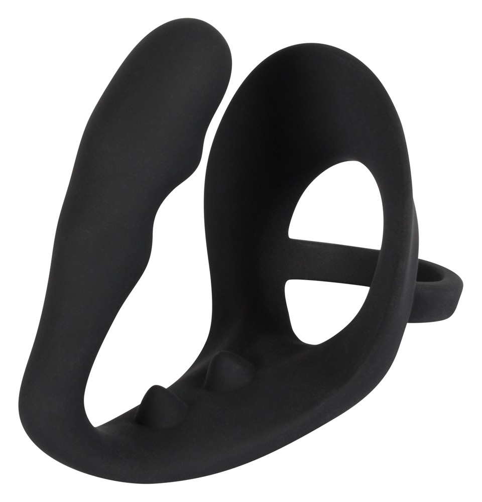 Black Velvets Inel pentru Penis cu Dop Anal și Stimulator Perineal - imagine 2