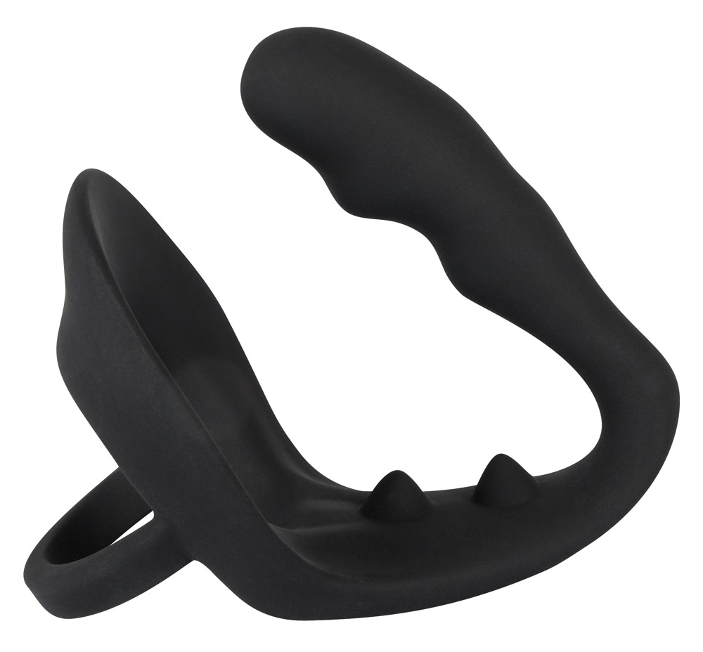Black Velvets Inel pentru Penis cu Dop Anal și Stimulator Perineal - imagine 3
