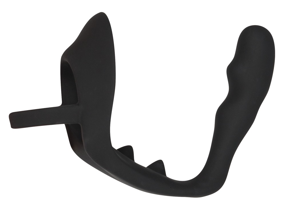 Black Velvets Inel pentru Penis cu Dop Anal și Stimulator Perineal - imagine 5