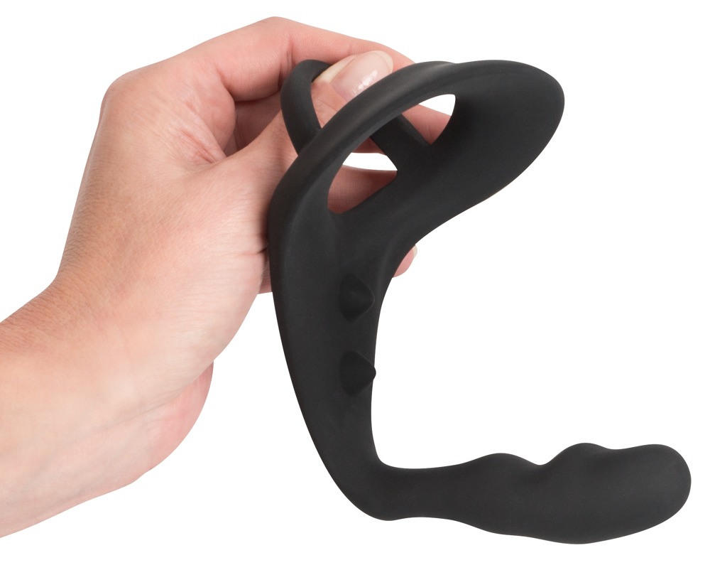 Black Velvets Inel pentru Penis cu Dop Anal și Stimulator Perineal - imagine 6