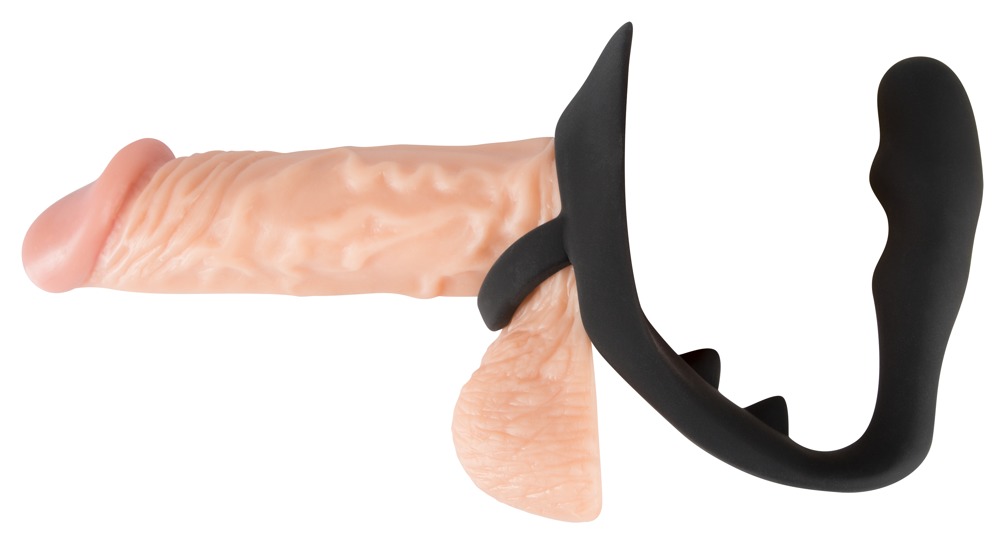 Black Velvets Inel pentru Penis cu Dop Anal și Stimulator Perineal - imagine 8