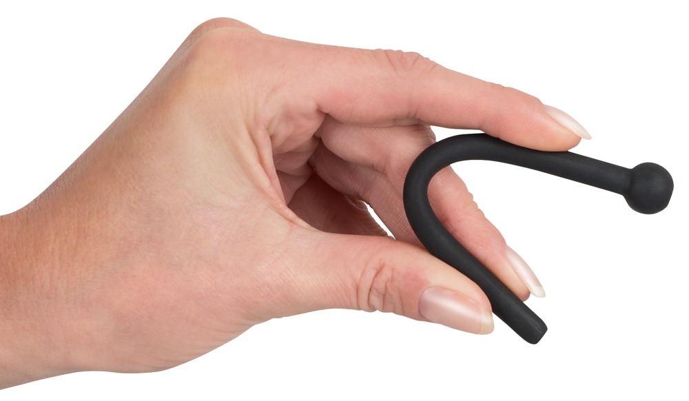 Piss Play Penis Dop Negru Dilatator Uretral din Silicon 11.8 cm - imagine 6