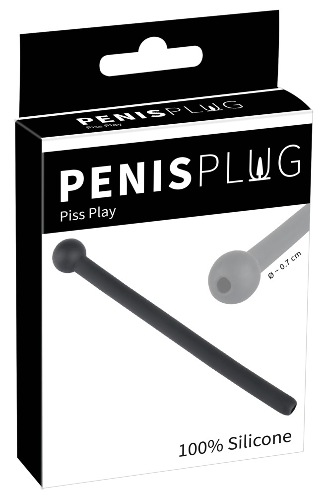 Piss Play Penis Dop Negru Dilatator Uretral din Silicon 11.8 cm