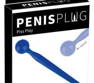 Penis Dop Albastru din Silicon pentru Stimulare Uretrală cu Bilă