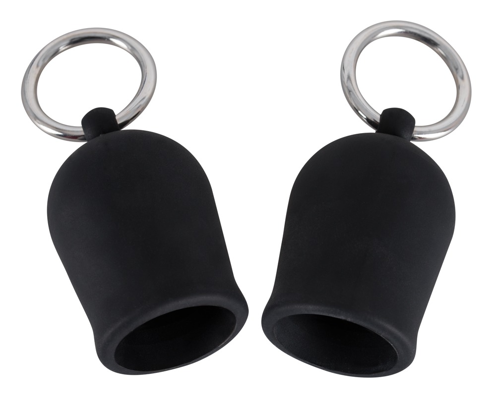 Pompe pentru Sfârcuri Negre cu Vacum și Inele Metalice Set 2 Bucăți - imagine 3