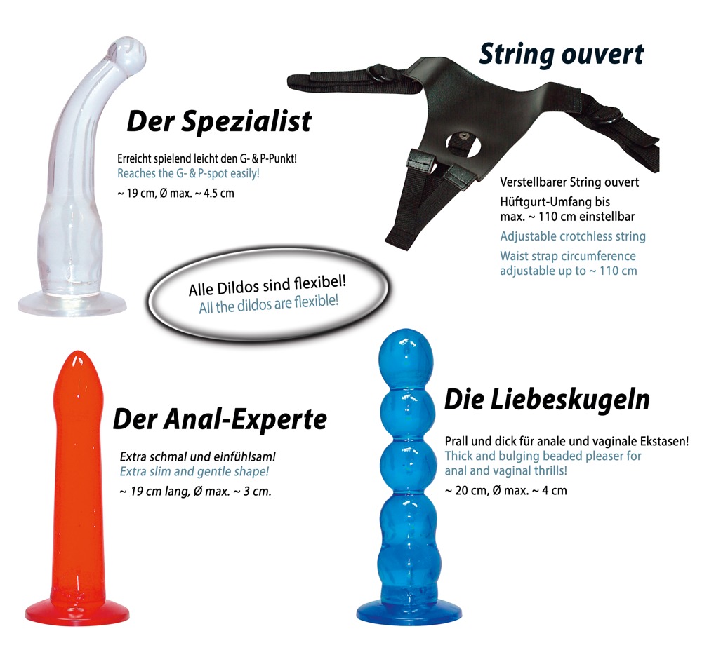 Curea-On Color cu String Decupat și 3 Dildo-uri Interschimbabile - imagine 7