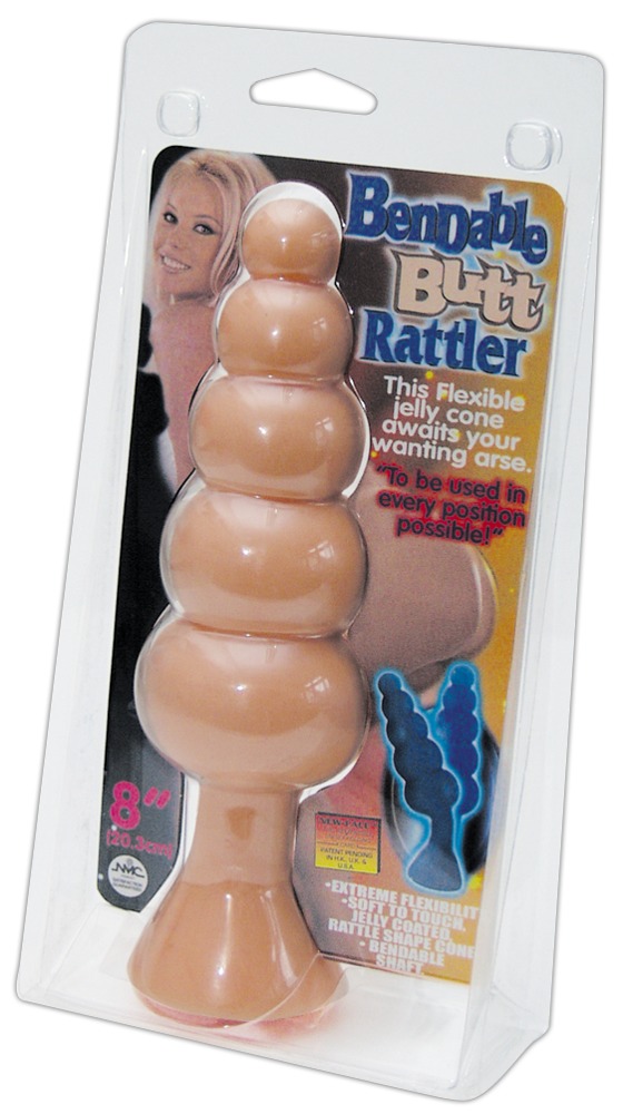 Bendable Butt Rattler Dildo Anal Flexibil cu Mărgele și Ventuză 20 cm