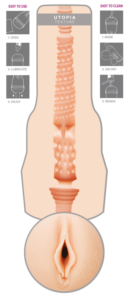 Fleshlight Riley Reid Utopia Masturbator cu Textură Punctată și Striată - imagine 4
