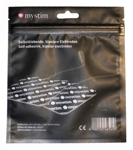 Mystim Electrozi Autoadezivi Reutilizabili pentru E-Stim, 40 x 40 mm, 4 Bucăți