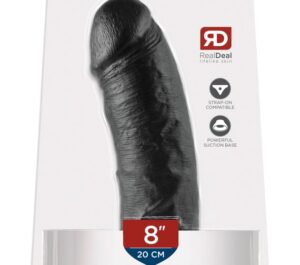 King Cock 8 Inch Negru Dildo Realist Curbat cu Ventuză 21.5 cm