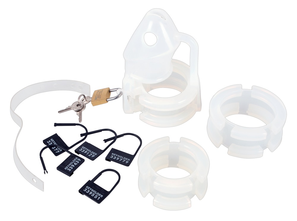 Cușcă pentru Penis Set 15 buc. Centură de Castitate din Silicon cu Inele - imagine 2