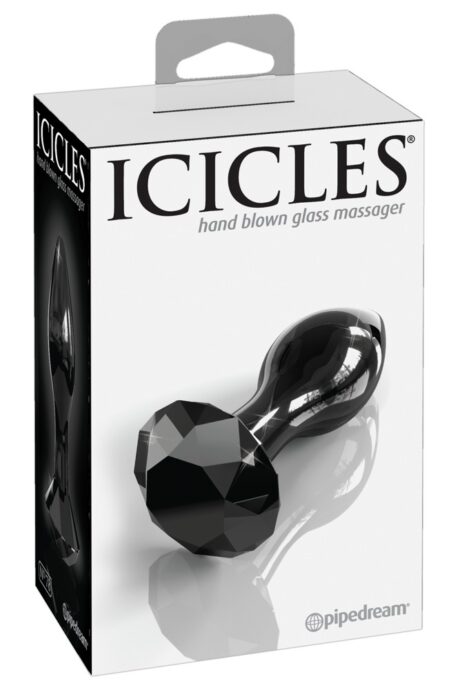 Icicles No. 78 – Dop Anal din Sticlă cu Cristal Negru