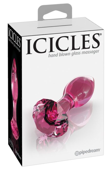 Icicles No. 79 – Dop Anal din Sticlă cu Cristal Roz