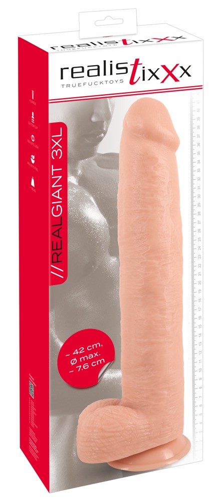 Realistixxx Giant 3XL Dildo Realist Extra Large cu Testicule și Ventuză