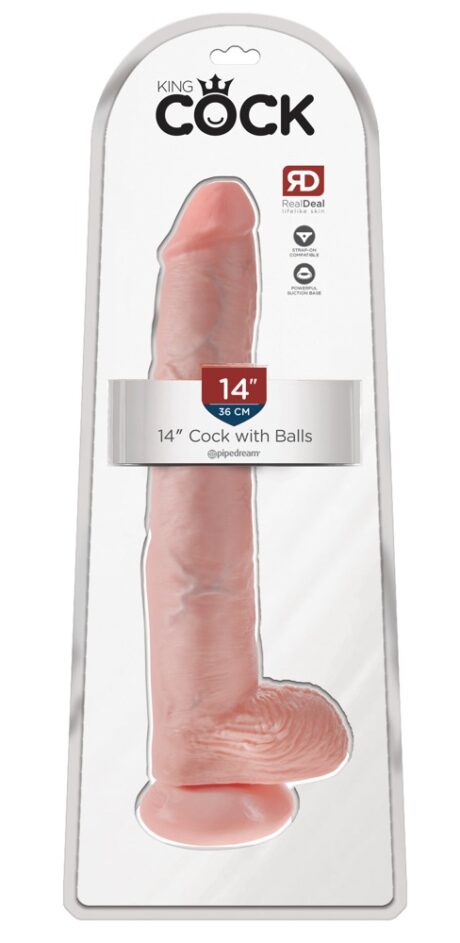 King Cock 14" Dildo realist cu testicule ventuză și compatibilitate strap-on