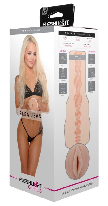 Elsa Jean Tasty Masturbator Realist cu Canal Texturat și Carcasă Tip Torță
