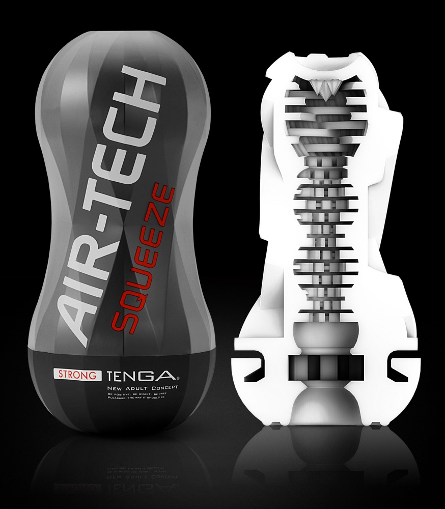 Air Tech Squeeze Strong Cup Masturbator cu Vacuum și Textură cu Nervuri - imagine 2